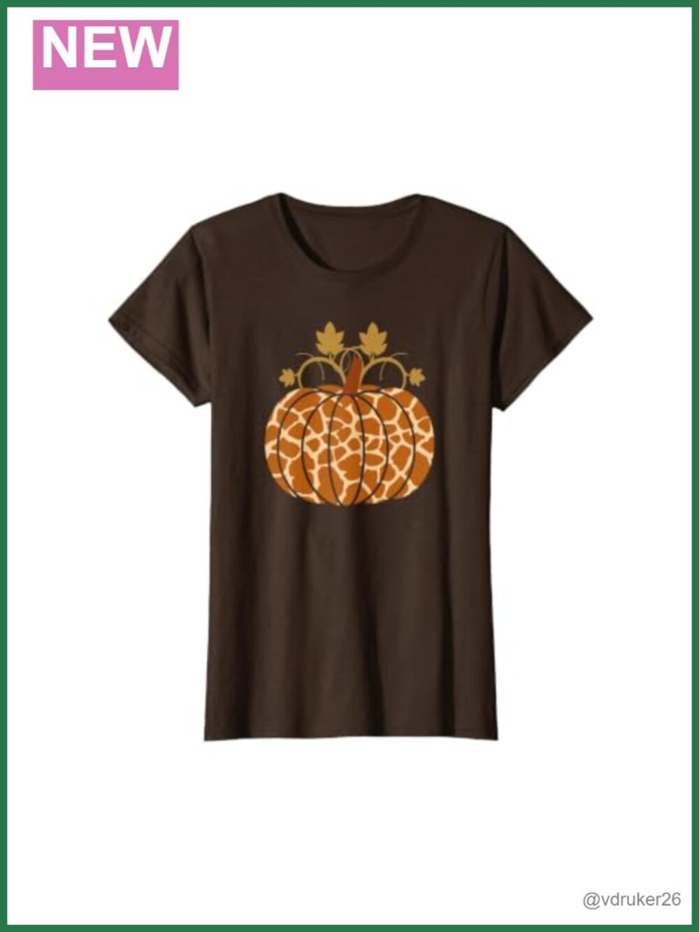 Animal Giraffe Print Pumpkin Halloween Fall Autumn Tee